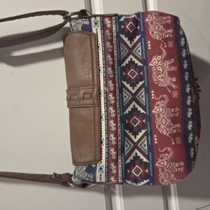 Brown and Multicolor Patterned Women's Bag
